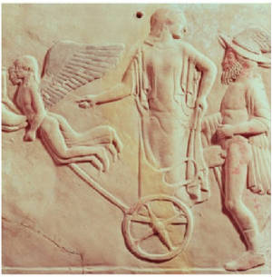 Eros and Psyche Leading the Way for Aphrodite and Hermes