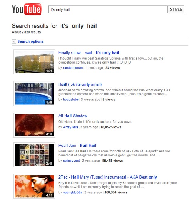 It's only hail search results